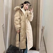 羽绒棉袄女2025年新款 韩系冬装 大毛领连帽长款 超好看洋气棉衣棉服