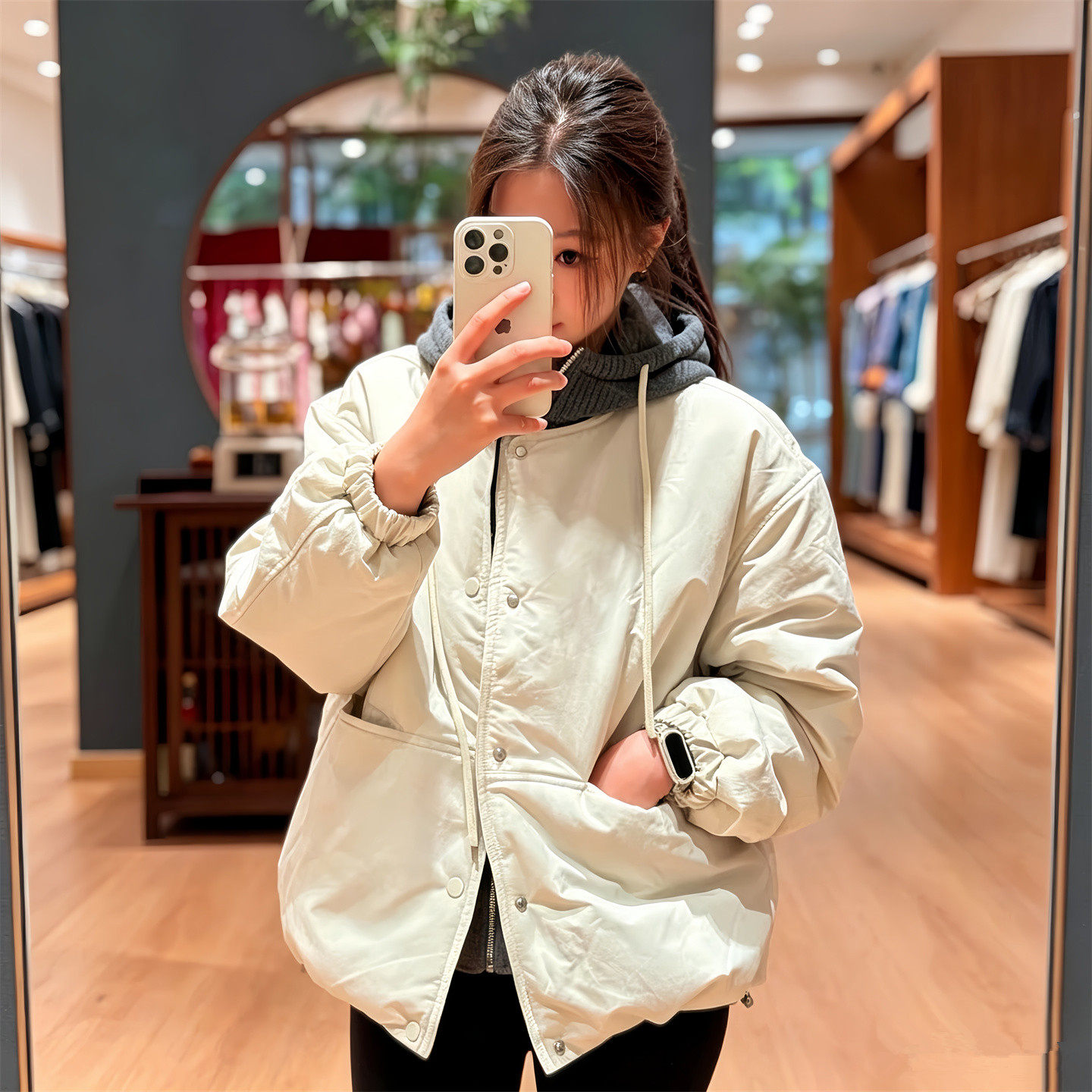 韩系不臃肿假两件连帽羽绒棉服女冬2026新款今年流行爆款保暖外套