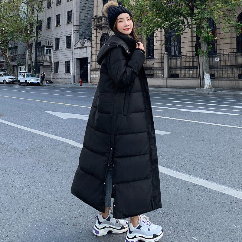 长款过膝加厚连帽羽绒棉服女2024冬季新款韩N版宽松设计感面包服