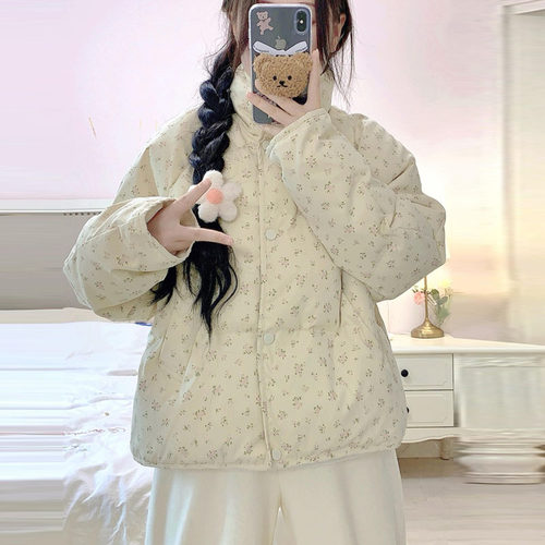 晶煊韩国高级感碎花立领羽绒棉服