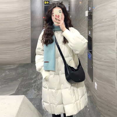 韩系甜美学生党中长款羽绒棉袄女