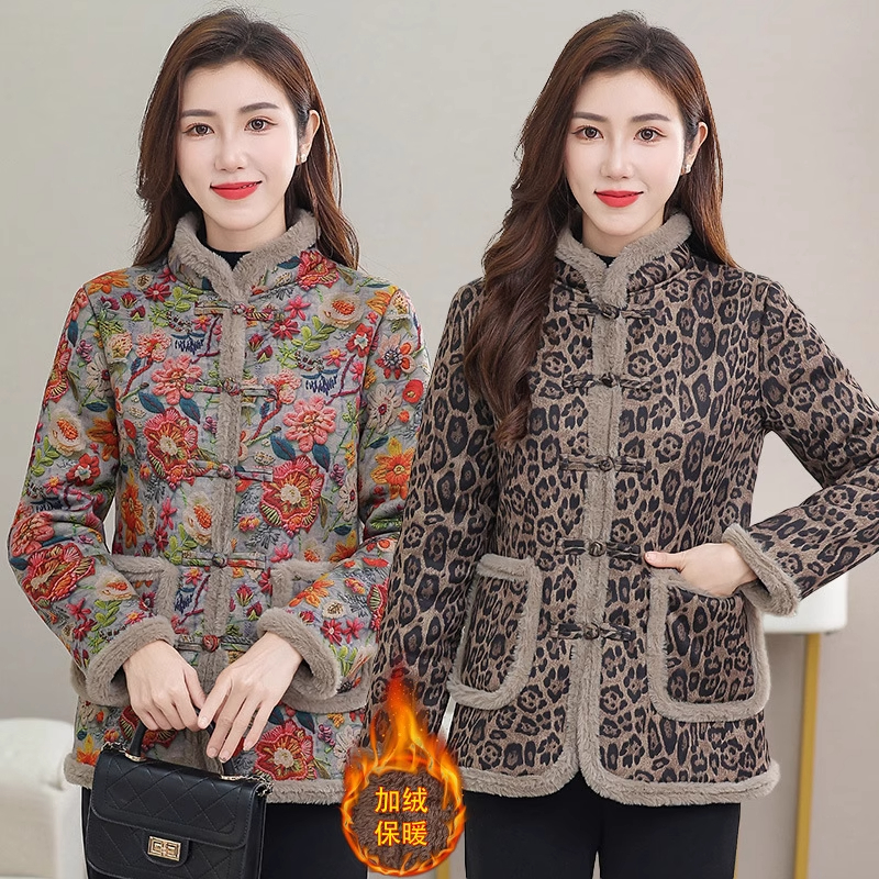 冬季新款妈妈加绒加厚棉衣棉服