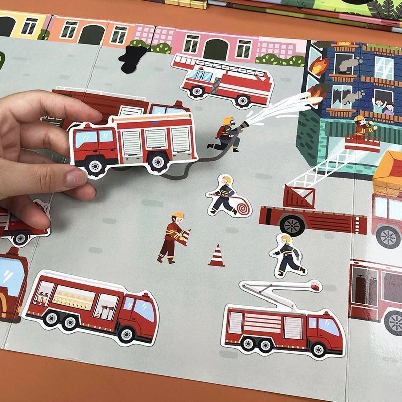 安静书男孩磁吸儿童汽车磁力S贴纸书反复贴贴画幼儿益智立体卡通
