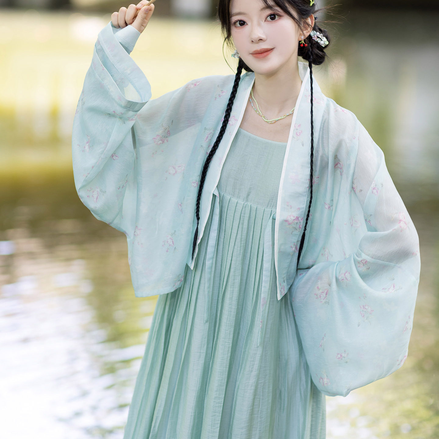 蓝啵啵改良天丝唐制汉服夏季连衣