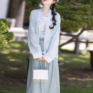 新款【山隐】夏季中式国风改良汉服女套装飞机袖宋制旋裙日常通勤