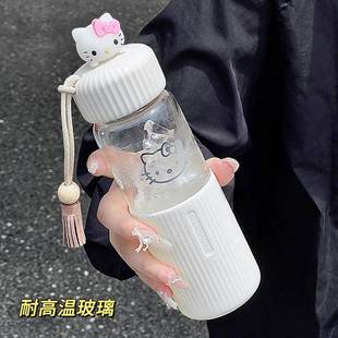 女家用耐温高高硼夏天硅携防烫杯 水杯玻璃杯高颜值杯子便新款
