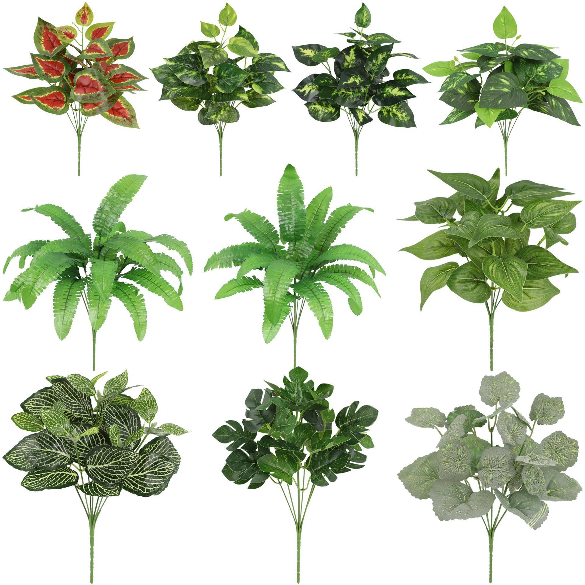 花仿真物绿植墙造景植装饰墙插花绿叶假绿萝头把束过胶绢布叶子