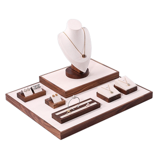 胡桃木首饰展示架戒指耳环项链架子珠宝柜台饰品架翡翠玉器道具托