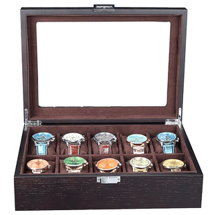 高级复古手表盒腕表收纳盒家用首饰盒文玩手串收藏盒子透明盖表盒