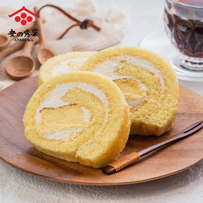 安秀菓日本手工半熟芝士卷甜品点心糕点早餐新鲜奶油蛋糕瑞士卷
