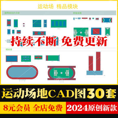 运动场操场篮球场排球场羽毛球场跳高跑道网球场图CAD施工图泳池