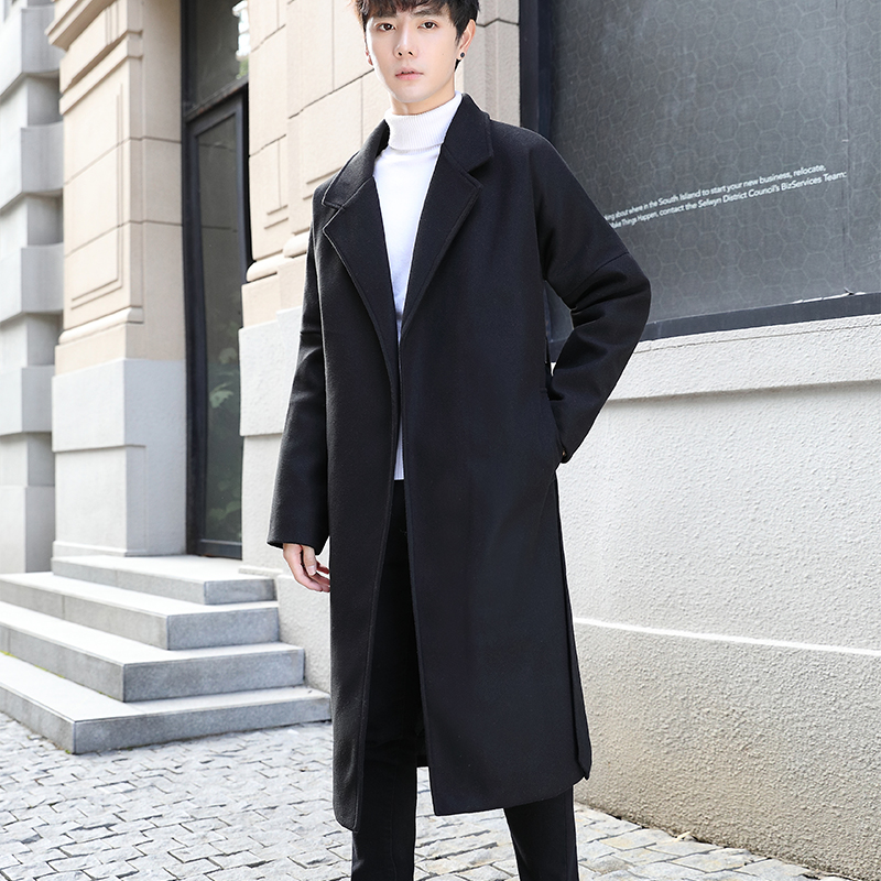 中长款风衣男潮流帅气百搭呢子披风外套ins秋冬季英伦风毛呢大衣