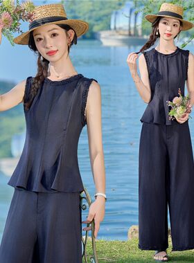 2026夏季女装无袖阔腿裤两件套