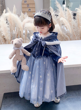 冰雪奇缘爱莎公主裙女童春秋新款迪士尼艾沙生日礼服儿童连衣裙子