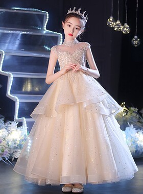 女童晚礼服轻奢小众高端夏儿童主持人钢琴演奏礼服花童婚礼公主裙