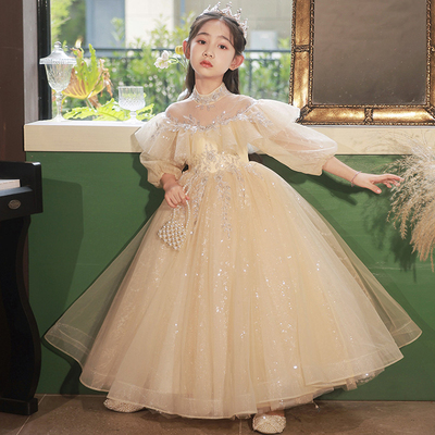 秋冬季女童晚礼服蓬蓬纱公主裙