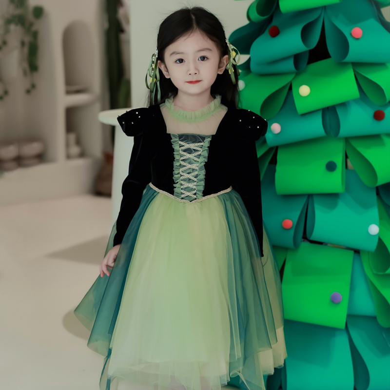 女长袖公主秋冬安娜连衣裙