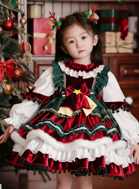 礼物圣诞节衣服装女童洛丽塔公主裙秋冬新款穿搭宝宝儿童连衣裙子