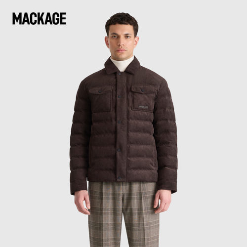 【早秋新品】MACKAGE男士 COHEN-CDY灯芯绒衬衫领绗缝羽绒夹克