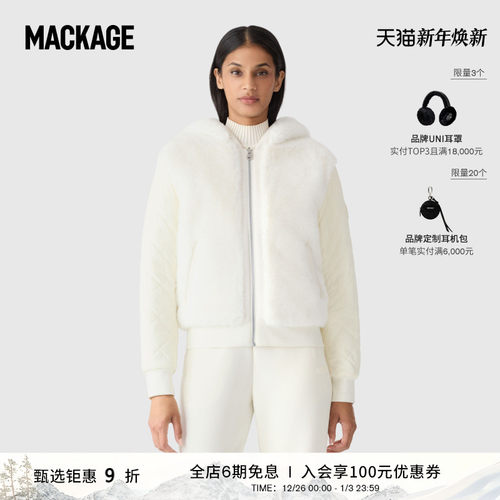MACKAGE女士 GWENDAL 双面穿人造毛皮草连帽外套上衣 秋冬新品