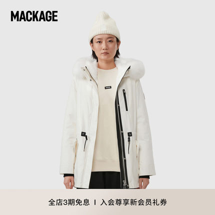 MACKAGE女士 CHARA 连帽羽绒服中长款派克经典时尚大衣外套上衣