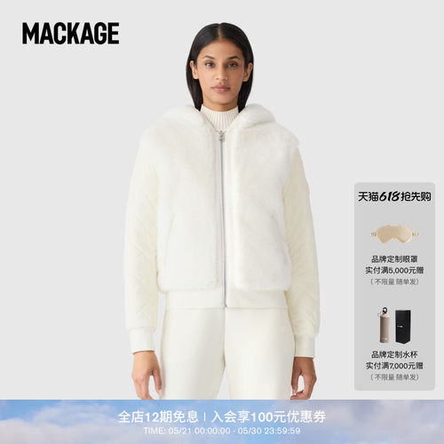 MACKAGE女士 GWENDAL 双面穿人造毛皮草连帽外套上衣 秋冬新品