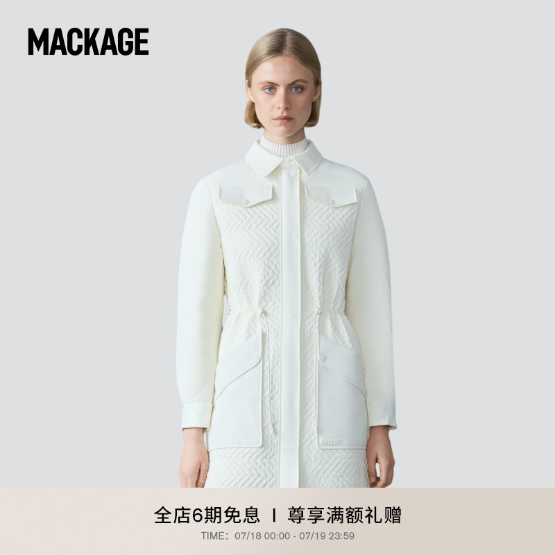 MACKAGE女士 NAOLIN人字纹绗缝长款时尚羽绒服外套上衣 早秋新品