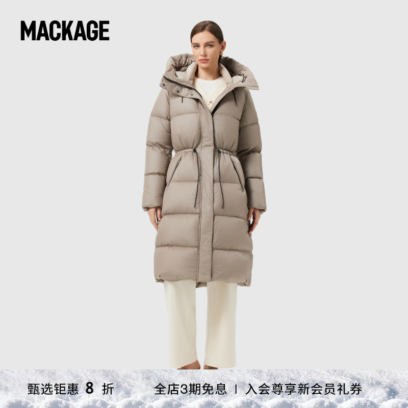 连帽女士长款mackage保暖羽绒服