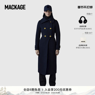 MACKAGE女士 ELODIE-R 双面羊毛长款收腰休闲大衣外套 秋冬新品