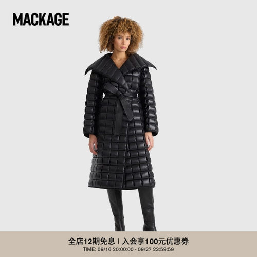 【早秋新品】MACKAGE女士 DIVA长款沙漏羽绒服浴袍式收腰系带大衣