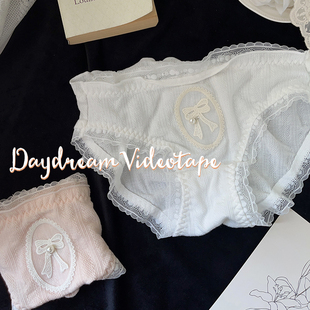 古堡公主~日系少女复古赫本风圆牌棉质舒适蕾丝边内裤甜美公主