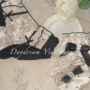 卢浮之吻~波点复古赫本风蕾丝纯欲缎面内裤女性感法式淑女三角裤