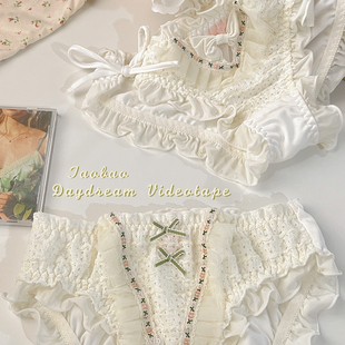 茉莉青提~日系少女小清新蕾丝内裤纯欲浪漫可解绑系带性感三角裤