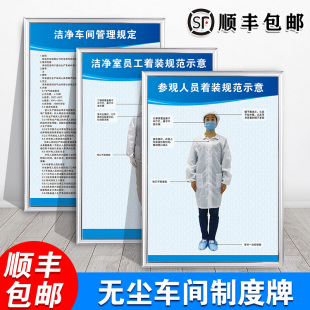 无尘车间着装规范标识牌参观人员洁净车间室员工着装规范示意图管理规定制度 无尘室12条流程 表仪容仪表规范