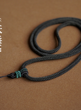 吊坠挂绳黑色粗套头男士翡翠玉佩玉坠挂件套头配的手工编织项链绳