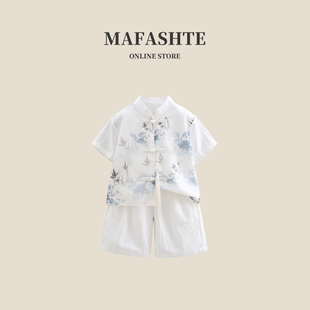 男童汉服夏季套装儿童国风唐装表演服男孩国庆演出服宝宝夏装衣服