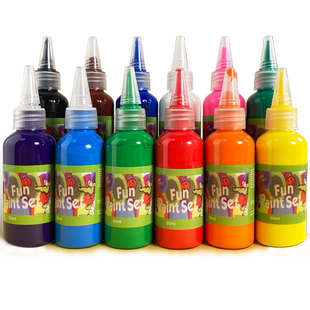 画材酷60ml儿童水粉画颜料装套装手指画颜料幼儿园画画水彩画笔工具箱套装小学生初学者12色管装可水洗美术生