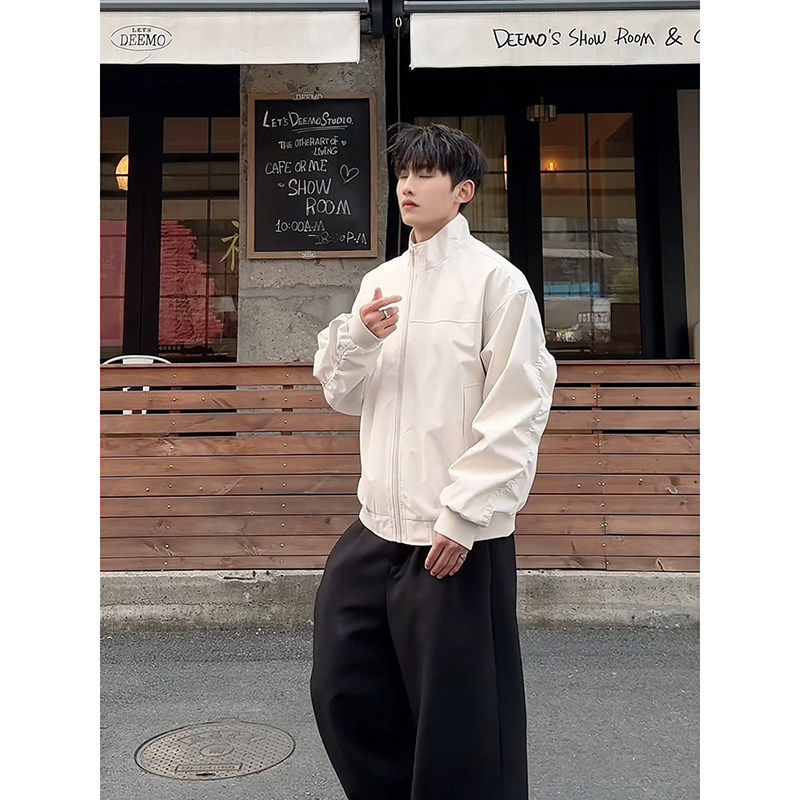 美式飞行员夹克男春季高级感痞帅工装外套立领cleanfit短款棒球服