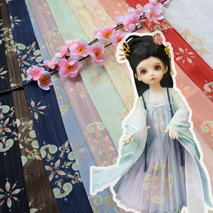 唐风宝相花复原团花纹样汉服数码印花银丝雪纺汉服布面料玉猫小阁