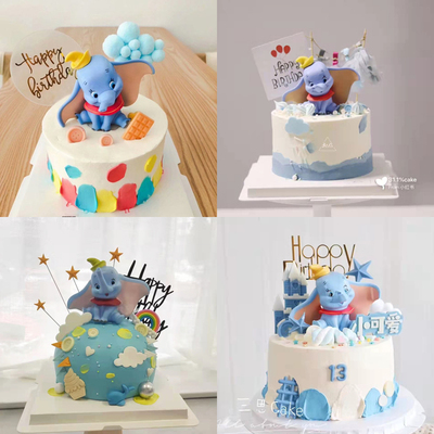 烘焙蓝色公仔玩偶儿童生日蛋糕