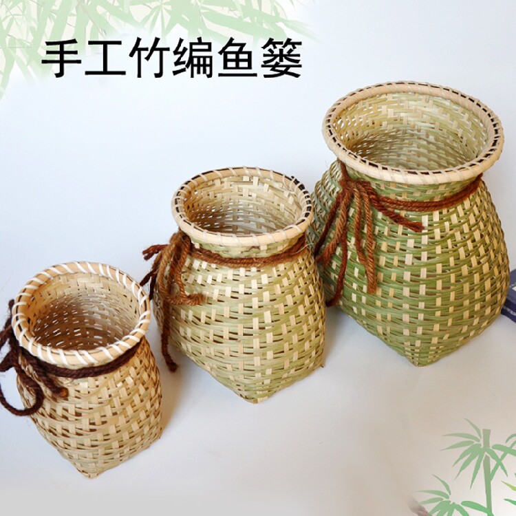 儿童舞蹈道具多功能竹子鱼篓采茶篓竹制品鱼筐鱼篓竹编纯手工鱼笼