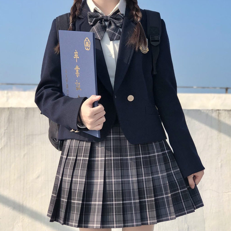 jk制服西服套装原创校供感一粒扣小西装外套女春秋时尚小个子短款