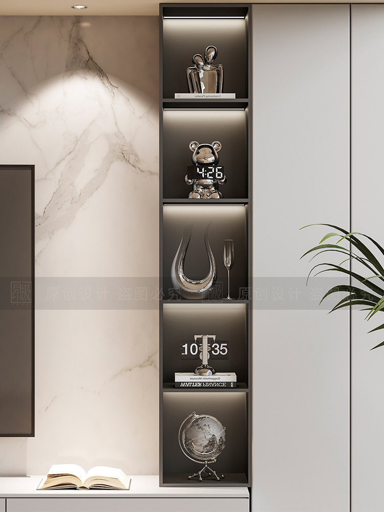 北欧现代简约轻奢银色组合套装摆件百搭家居电视柜背景墙壁龛摆设