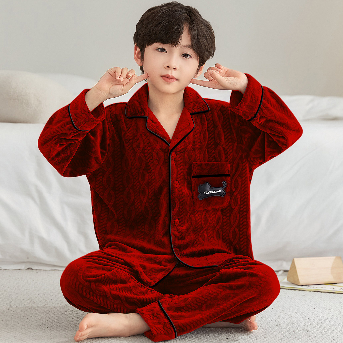 儿童睡衣珊瑚绒男童冬季加厚套装