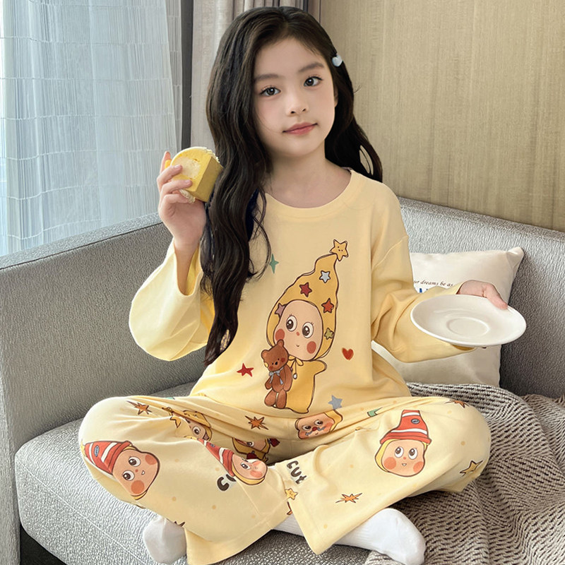 儿童睡衣女童春秋季纯棉长袖2026新款星星人女孩中大童家居服套装,女士内衣/男士内衣/家居服,睡衣/家居服套装,淘宝优惠券,粉丝福利购,淘宝优惠卷
