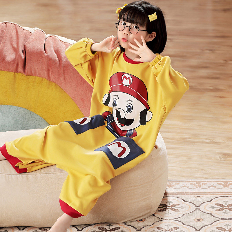 连体睡衣儿童秋款长袖全棉可爱女孩小学生睡裙长款可外出家居服女