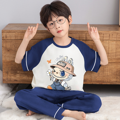 夏季男童薄款纯棉短袖青少年套装