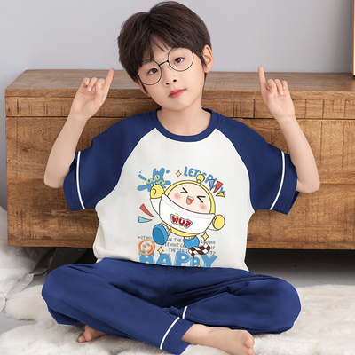 男童睡衣儿童夏季纯棉短袖两件套