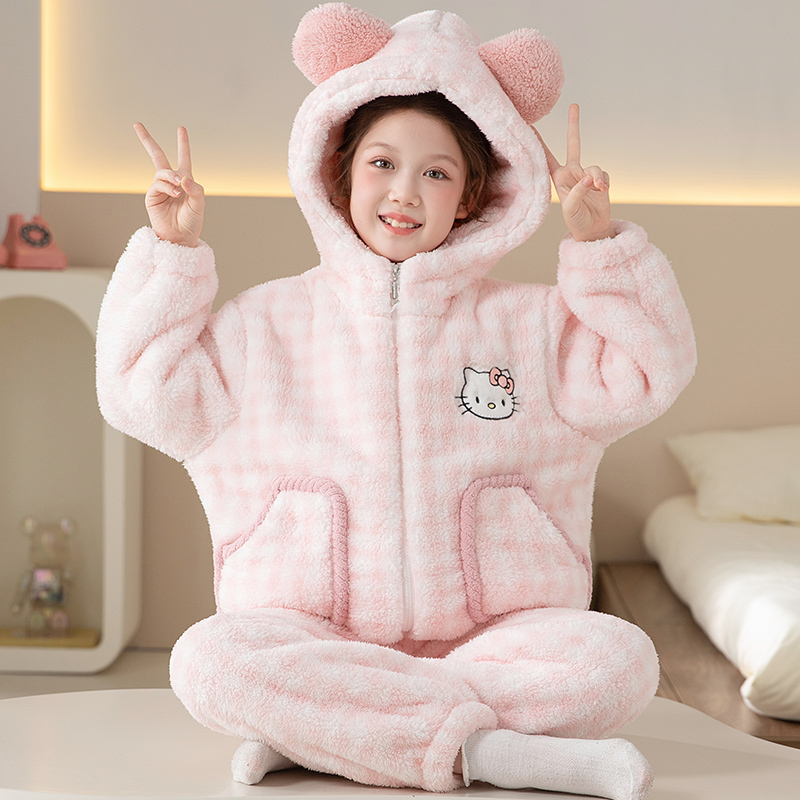 女童睡衣秋冬款珊瑚绒加绒加厚