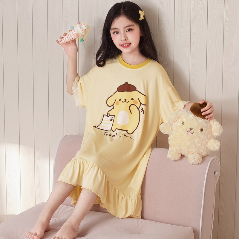 儿童睡裙女童短袖薄款夏季莫代尔